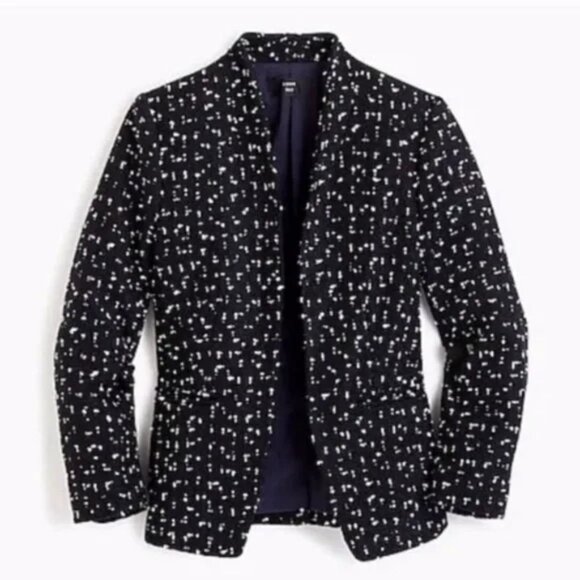 J. Crew 365 Tweed Going Out Blazer Jacket in Deepest Navy Size 8 J8119 - Picture 3 of 16